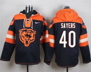 Nike Chicago Bears #40 Gale Sayers Navy Blue Player Pullover NFL Hoodie