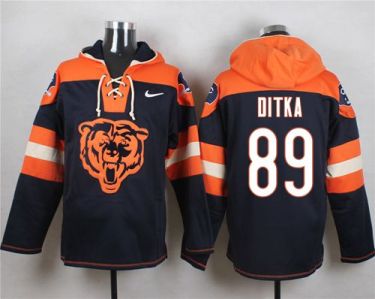 Nike Chicago Bears #89 Mike Ditka Navy Blue Player Pullover NFL Hoodie