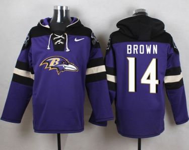 Nike Baltimore Ravens #14 Marlon Brown Purple Player Pullover NFL Hoodie