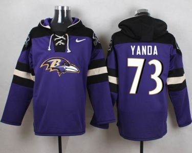 Nike Baltimore Ravens #73 Marshal Yanda Purple Player Pullover NFL Hoodie