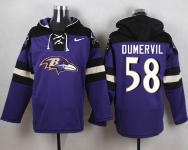 Nike Baltimore Ravens #58 Elvis Dumervil Purple Player Pullover NFL Hoodie