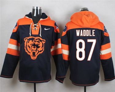 Nike Chicago Bears #87 Tom Waddle Navy Blue Player Pullover NFL Hoodie