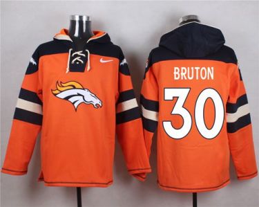Nike Denver Broncos #30 David Bruton Orange Player Pullover NFL Hoodie