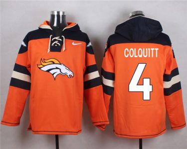Nike Denver Broncos #4 Britton Colquitt Orange Player Pullover NFL Hoodie