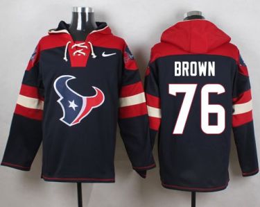 Nike Houston Texans #76 Duane Brown Navy Blue Player Pullover NFL Hoodie