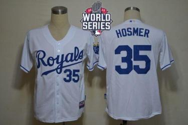 Royals #35 Eric Hosmer White Cool Base W 2015 World Series Patch Stitched Baseball Jersey