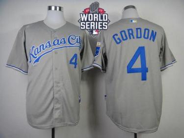 Royals #4 Alex Gordon Grey Cool Base W 2015 World Series Patch Stitched Baseball Jersey