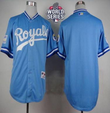 Royals Blank Light Blue 1985 Turn Back The Clock W 2015 World Series Patch Stitched Baseball Jersey