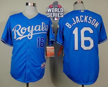 Royals #16 Bo Jackson Light Blue Alternate Cool Base W 2015 World Series Patch Stitched Baseball Jersey
