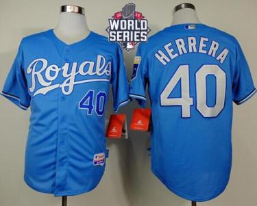 Royals #40 Kelvin Herrera Light Blue Alternate Cool Base W 2015 World Series Patch Stitched Baseball Jersey