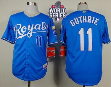 Royals #11 Jeremy Guthrie Light Blue Alternate Cool Base W 2015 World Series Patch Stitched Baseball Jersey