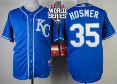 Royals #35 Eric Hosmer Blue Alternate 2 Cool Base W 2015 World Series Patch Stitched Baseball Jersey