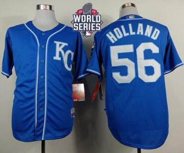 Royals #56 Greg Holland Light Blue Alternate 2 Cool Base W 2015 World Series Patch Stitched Baseball Jersey