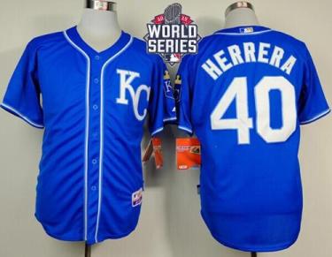 Royals #40 Kelvin Herrera Light Blue Alternate 2 Cool Base W 2015 World Series Patch Stitched Baseball Jersey
