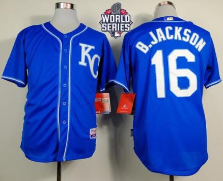 Royals #16 Bo Jackson Light Blue Alternate 2 Cool Base W 2015 World Series Patch Stitched Baseball Jersey
