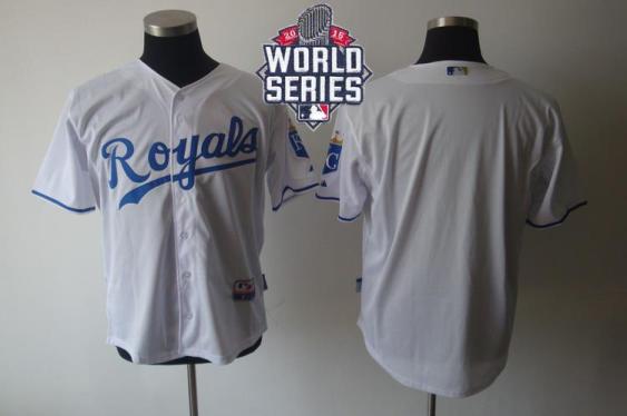 Royals Blank White Cool Base W 2015 World Series Patch Stitched Baseball Jersey