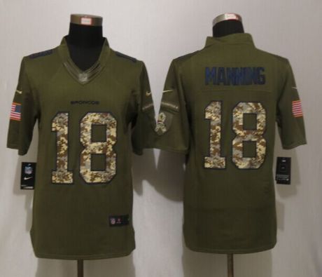 Nike Denver Broncos #18 Peyton Manning Green Salute To Service Limited Jersey