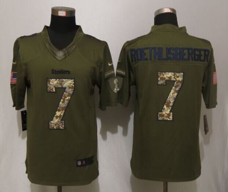 Nike Pittsburgh Steelers #7 Ben Roethlisberger Green Salute To Service Limited Jersey
