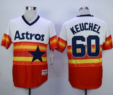 Houston Astros #60 Dallas Keuchel White Orange 1980 Turn Back The Clock Stitched MLB Jersey