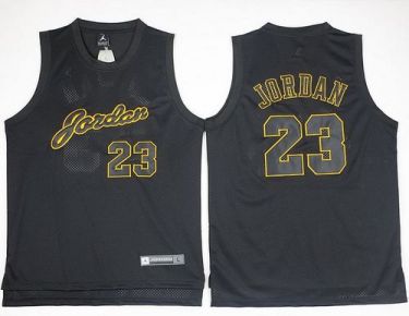 Chicago Bulls #23 Michael Jordan Black(Gold No.) Anniversary Stitched NBA Jersey
