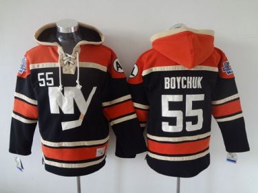New York Islanders #55 Johnny Boychuk Dark Blue Sawyer Hooded Sweatshirt Stitched NHL Jersey