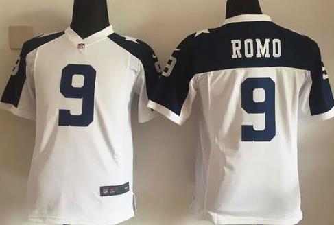 Youth Nike Cowboys #9 Tony Romo White Thanksgiving Throwback Stitched NFL Jersey