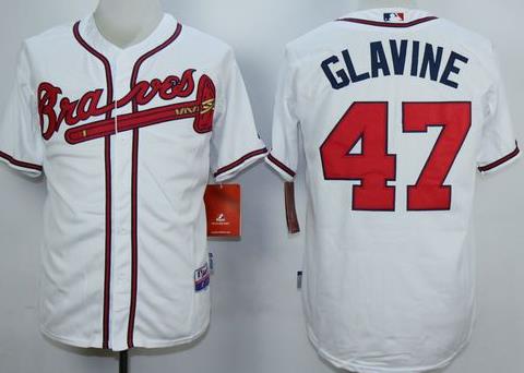 Braves #47 Tom Glavine White Stitched Baseball Jersey