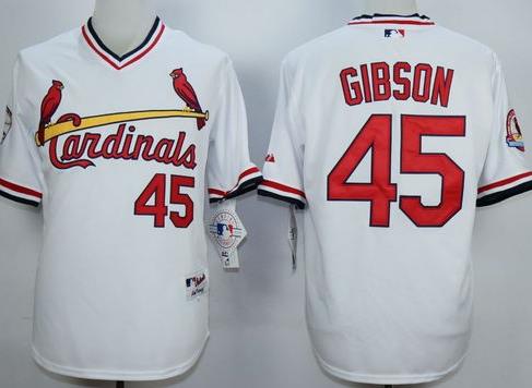 Cardinals #45 Bob Gibson White 1982 Turn Back The Clock Stitched Baseball Jersey