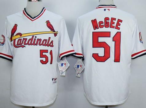 Cardinals #51 Willie McGee White 1982 Turn Back The Clock Stitched Baseball Jersey