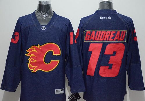 Flames #13 Johnny Gaudreau Navy Blue Denim Stitched NHL Jersey Flames #13 Johnny Gaudreau Navy Blue Denim Stitched NHL Jersey