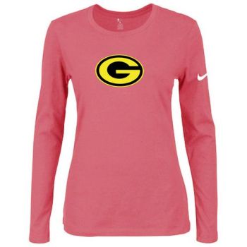 Women's Nike Green Bay Packers Of The City Long Sleeve Tri-Blend NFL T-Shirt Pink-2