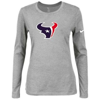 Women's Nike Houston Texans Of The City Long Sleeve Tri-Blend NFL T-Shirt Light Grey