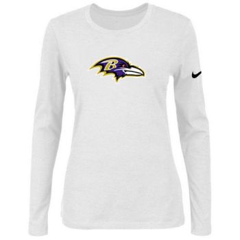 Women's Nike Baltimore Ravens Of The City Long Sleeve Tri-Blend NFL T-Shirt White