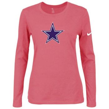 Women's Nike Dallas Cowboys Of The City Long Sleeve Tri-Blend NFL T-Shirt Pink