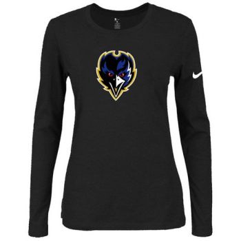 Women's Nike Baltimore Ravens Of The City Long Sleeve Tri-Blend NFL T-Shirt Black