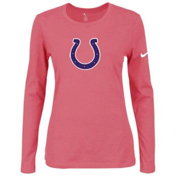 Women's Nike Indianapolis Colts Of The City Long Sleeve Tri-Blend NFL T-Shirt Pink-2