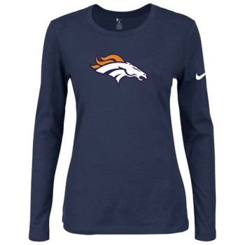 Women's Nike Denver Broncos Of The City Long Sleeve Tri-Blend NFL T-Shirt Dark Blue