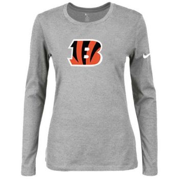 Women's Nike Cincinnati Bengals Of The City Long Sleeve Tri-Blend NFL T-Shirt Light Grey