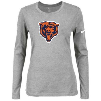 Women's Nike Chicago Bears Of The City Long Sleeve Tri-Blend NFL T-Shirt Light Grey