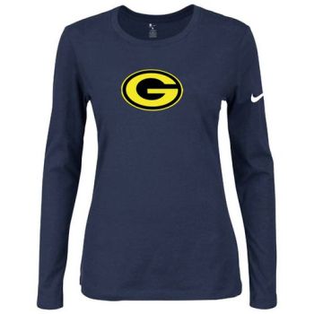 Women's Nike Green Bay Packers Of The City Long Sleeve Tri-Blend NFL T-Shirt Dark Blue-2