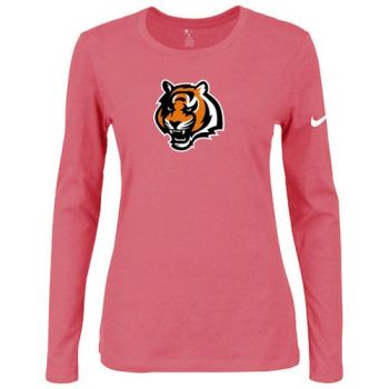 Women's Nike Cincinnati Bengals Of The City Long Sleeve Tri-Blend NFL T-Shirt Pink-2