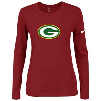 Women's Nike Green Bay Packers Of The City Long Sleeve Tri-Blend NFL T-Shirt Red