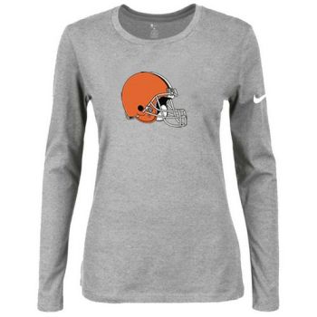 Women's Nike Cleveland Browns Of The City Long Sleeve Tri-Blend NFL T-Shirt Light Grey