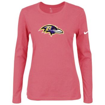Women's Nike Baltimore Ravens Of The City Long Sleeve Tri-Blend NFL T-Shirt Pink