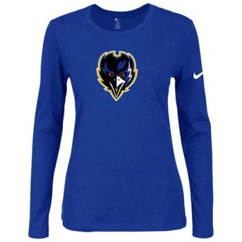 Women's Nike Baltimore Ravens Of The City Long Sleeve Tri-Blend NFL T-Shirt Blue