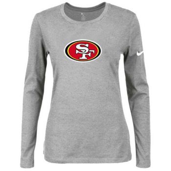 Women's Nike San Francisco 49ers Of The City Long Sleeve Tri-Blend NFL T-Shirt Light Grey
