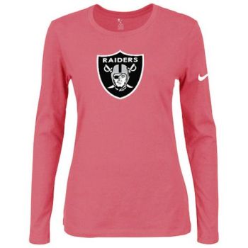 Women's Nike Oakland Raiders Of The City Long Sleeve Tri-Blend NFL T-Shirt Pink
