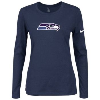 Women's Nike Seattle Seahawks Of The City Long Sleeve Tri-Blend NFL T-Shirt Dark Blue
