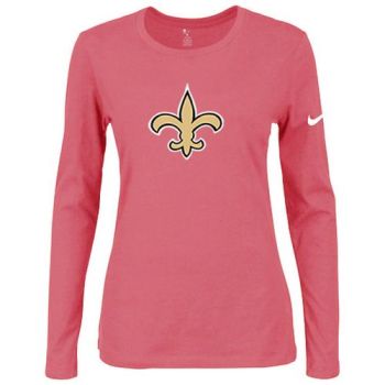 Women's Nike New Orleans Saints Of The City Long Sleeve Tri-Blend NFL T-Shirt Pink