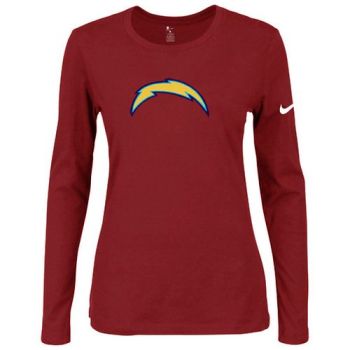Women's Nike San Diego Chargers Of The City Long Sleeve Tri-Blend NFL T-Shirt Red